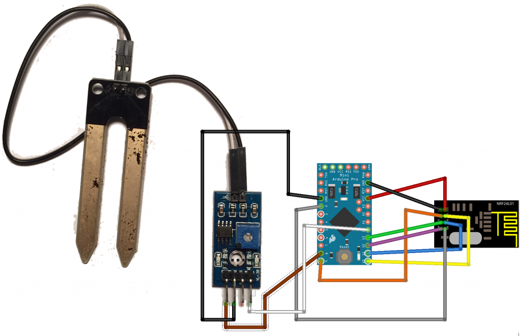 Inkoppling av fuktsensor och radiomodul till Arduino