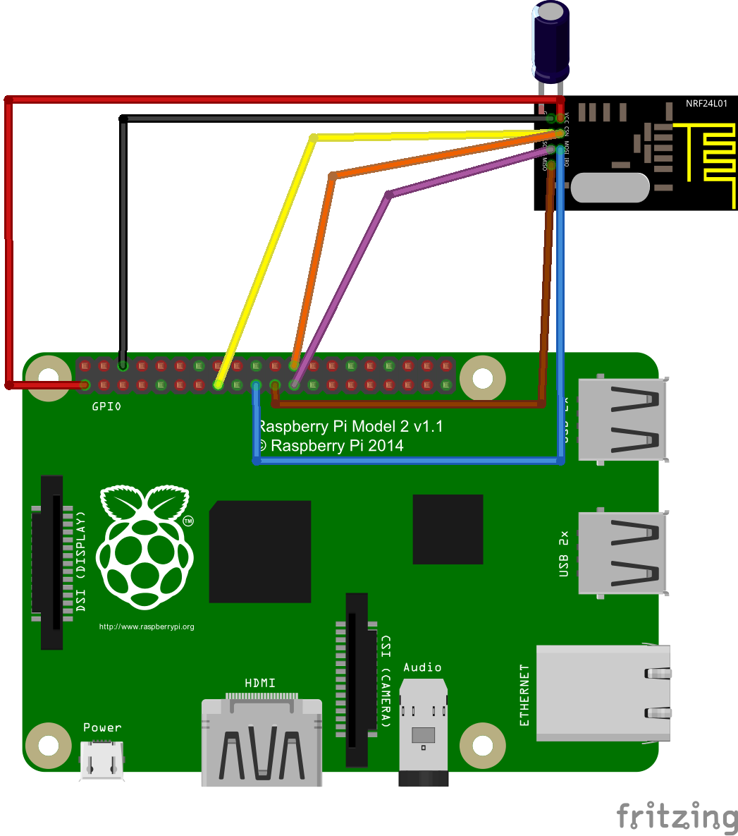 Koppla NRF24L01+ radiomodul till Raspberry Pi 2